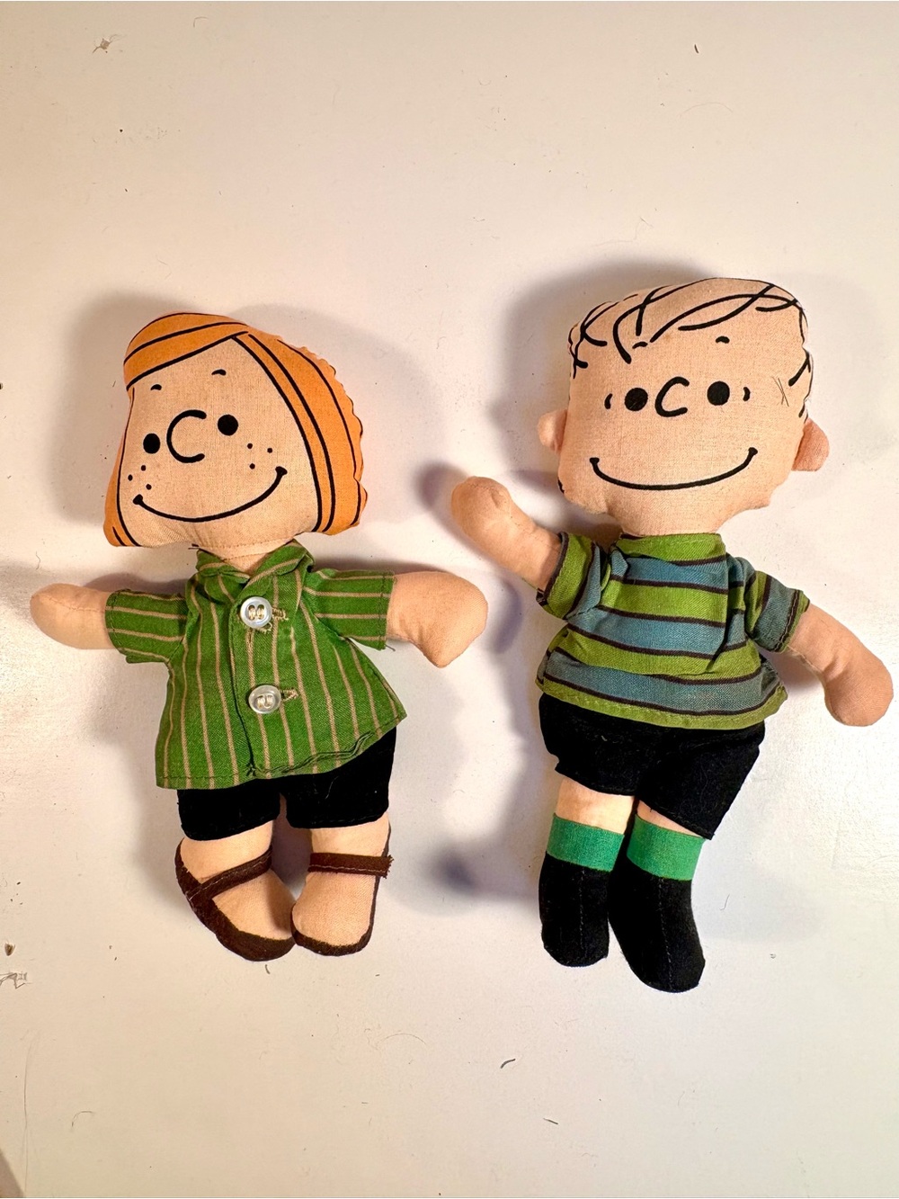 Vintage Peppermint Patty & Linus 8” cloth dolls